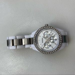 White Fossil Watch